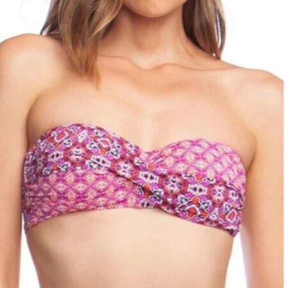 0255 NWT LAUREN Ralph Lauren PINK BANDEAU BIKINI TOP - Picture 1 of 8